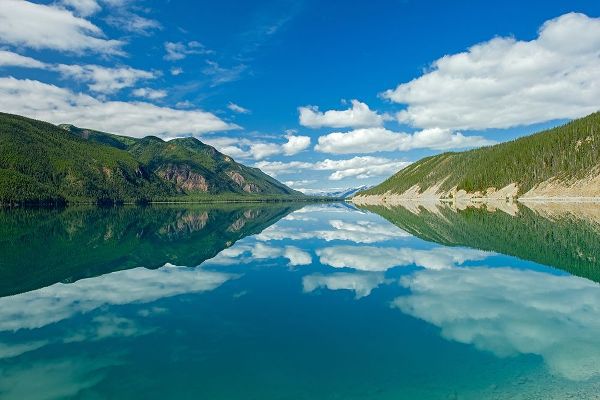 Canada-British Columbia-Muncho Lake Provincial Park Reflections in Muncho Lake